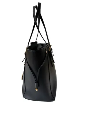 Michael Michael Kors Voyager Medium Crossgrain Leather Tote Bag Black thumbnail 4