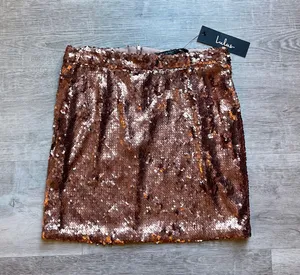 Lulus (NWT) Pop The Bubbly Rose Gold Sequin Mini Skirt Size S thumbnail 1