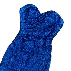 Faviana Blue Strapless Sequin Long prom Dress Size 4 thumbnail 2