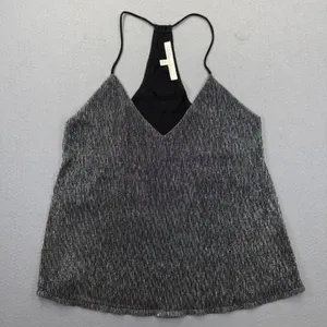 Lovers + Friends Womens XS Black Silver Metallic Shimmer Racerback‎ Camisole Top thumbnail 1