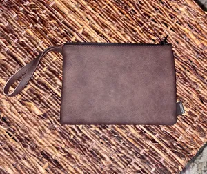 Canyon Ranch Someone Somewhere Brown/Tan Woven Wristlet Faux Leather Pouch. EUC. thumbnail 2