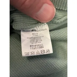 Brandy Melville Cardigan Sweater Womens Small Green Ribbed Button Front Cropped thumbnail 6