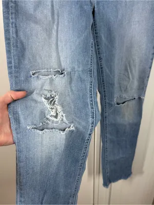 Mother The Mid Rise Dazzler Ankle Fray Weekend Kitten Jeans size 33‎ thumbnail 3