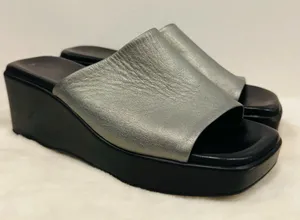 Spring Step Italian Silver Wedge 90s Y2K style platform dress casual Sandals! thumbnail 1