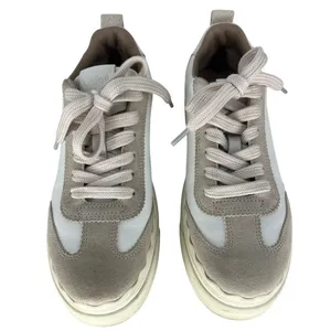 Chloé‎ Lauren Leather Suede Platform Sneakers White Beige 37 thumbnail 9