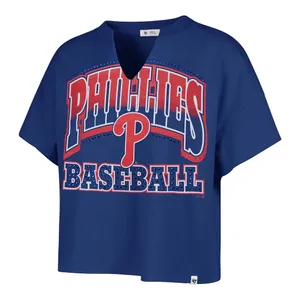 Philadelphia Phillies Oversized‎ Rhinestone Crop Top Tee Baseball MLB Sporty S thumbnail 1