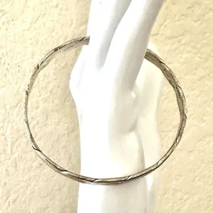 Silver tone braided bangle bracelet thumbnail 8
