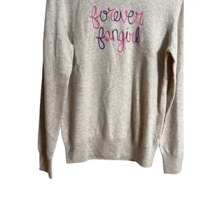HumanUnion Custom Cashmere Crewneck Sweater "Forever Fangirl " Womans Small thumbnail 6