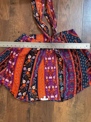 PATRONS OF PEACE by Anthropologie, boho floral, front tie shrug, size M thumbnail 12