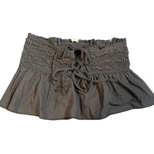 Kimchi Blue Black Smocked Tube Top Cotton Ruffle‎ Lace Up XS Urban Outfitters thumbnail 2