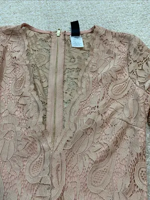 Windsor Long Sleeve Lace Bodycon Dress in Blush Size XS 90% Nylon thumbnail 16