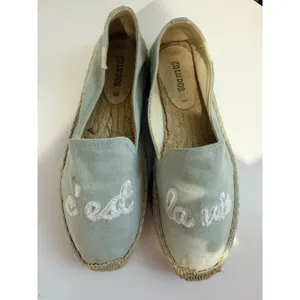 Soludos Embroidered "c'est la vie" Espadrilles‎ Size 8 L thumbnail 2