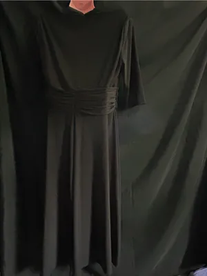 Jones New York Black V-Neck Draped Waist Women's Dress SZ 14 thumbnail 7