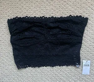 Aerie Black Lace Strapless Bandeau Top XS NWT thumbnail 1