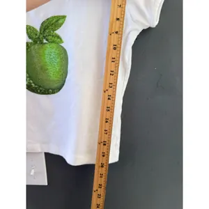Mendocino White Sequin Green Apple Graphic Baby‎ Tee Criss Cross Back XL thumbnail 5