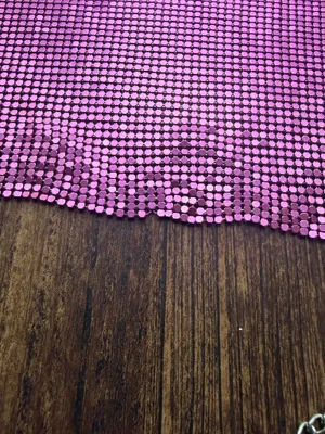 Women’s Pink Metal Sparkly Cowl Neck Backless Halter Crop Top thumbnail 4