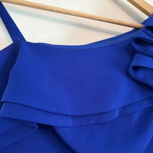 ieena for mac duggal 8 Blue Short Dress Ruffle Pageant Formal Dance Party FLAWS thumbnail 8