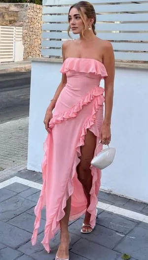 House Of CB 'Sarina' Apricot Ruffle Maxi Dress. Size Large thumbnail 5