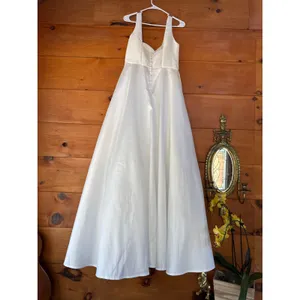 Lulus Modern Affection White Taffeta Pleated Sleeveless Maxi Dress Bridal Size M thumbnail 4