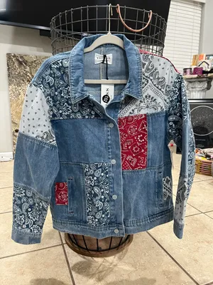 Driftwood Faria Patchwork Denim Trucker Jacket thumbnail 5