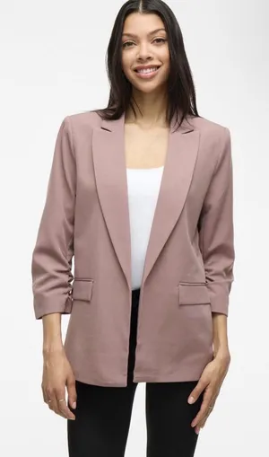 women's casual, pink, three-quarter sleeve‎ blazer cardigan thumbnail 1