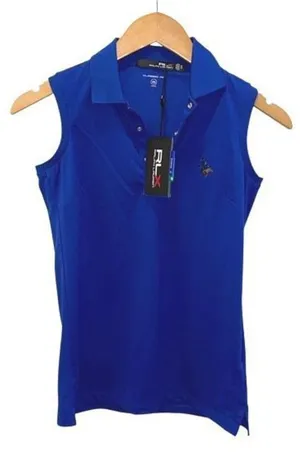 NWT RLX Ralph Lauren Womens Classic Fit Sleeveless Golf Polo‎ Shirt Blue Size XS thumbnail 1