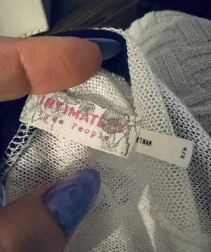 Free People Intimately Off-White with Black 3/4 Sleeve Weekend Layering Top thumbnail 11
