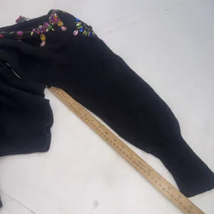 Vintage Beaded Jewel Black Sweater 80s 90s Glam Maximalist Statement Artsy Small thumbnail 12