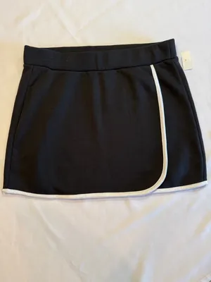 LAZY SUNDAY Black & White Skirt Sporty Wrap-Style Athleisure Size Medium NWT thumbnail 2