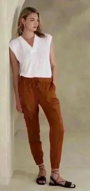Banana Republic Tencel Cargo Jogger Pant Deep Camel XS Comfy Soft‎ Relaxed thumbnail 1