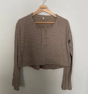Free People Intimately Seeing Stripes Sleepwear Top- Cropped- Size XS- Top Only thumbnail 7
