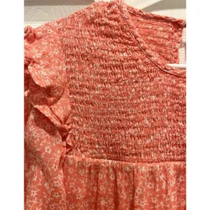 Billabong x Wrangler Womens Large Coral Floral Smocked Long Sleeve Blouse Ruffle thumbnail 2