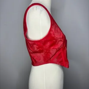 Pretty Little Thing - Red Snakeskin Matte Vinyl Underbust Seam Corset Crop Top thumbnail 3