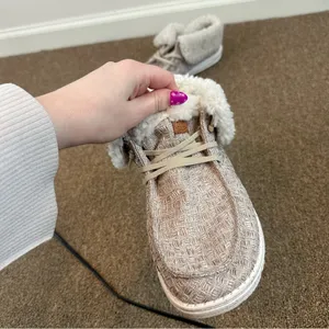 Hey Dude Women's Wendy Fold Casual Moccasin Sneakers Beige Sherpa Size 9 thumbnail 3
