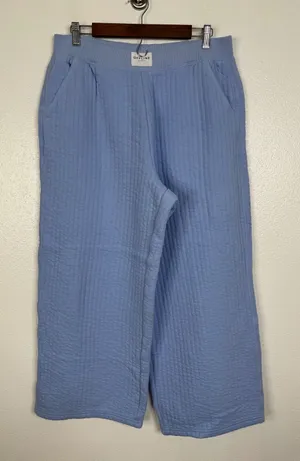 Offline by‎ Aerie Quilted Wide Leg Lounge Pants Light Blue Size L Short thumbnail 1