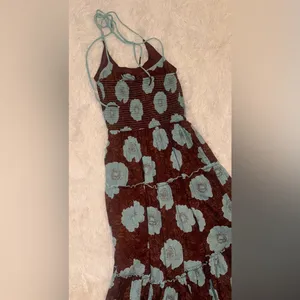 NEW Free People adriel floral print knee length cami dress in nutmeg sz M thumbnail 4