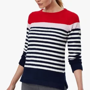 Joules Knitwear Seaport Red Multistriped Crewneck Sweater Women’s 14 thumbnail 1