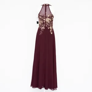 Betsy & Adam‎ - "Celeste" Long Embroidered Chiffon Gown. thumbnail 6