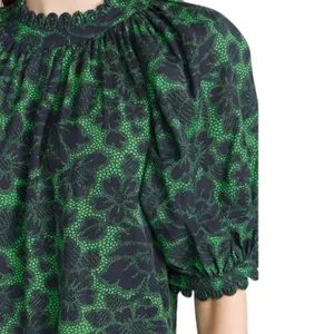 RHODE Aderyn Cotton Linen Tiered Maxi Dress Emerald Savoy Lace Green Black Large thumbnail 3