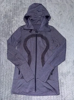 Lululemon Womens Stride Zip Up Hoodie High Collar Heathered‎ Purple Fitted Sz 6 thumbnail 1