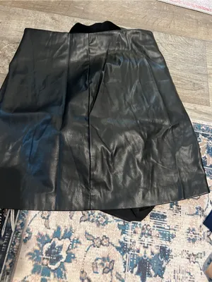 Zara Black Faux Leather Asymmetric Mini Skirt thumbnail 7