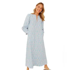 HYACINTH HOUSE Blue Ikat Zipper Zadie Maxi Dress XS thumbnail 2
