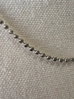 Sterling Silver Moon Cut Bead 2MM Necklace 18” thumbnail 4