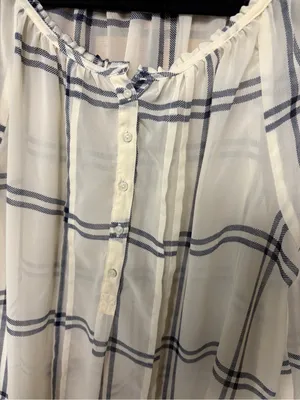Abercrombie & fitch white and blue plaid sheer top size medium thumbnail 4