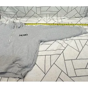 Nuvo‎ Cropped Quarter-Zip Sweatshirt High Collar Embroidered Gray Womens Size M thumbnail 9