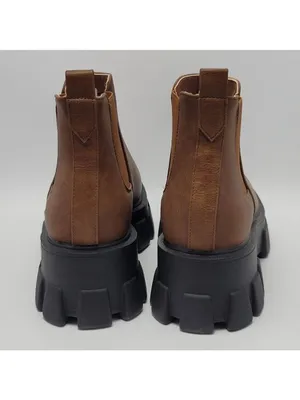 Tinstree Women's Chunky Platform Chelsea Slip On Lug Sole Boot Size 9.5 Brown thumbnail 4