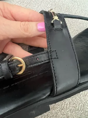 ARKET Black Leather Thong Sandals Women’s EU 38 with gold made in Portugal thumbnail 11