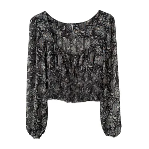 Free People Lolita Smocked Paisley Print Top Sz L thumbnail 2
