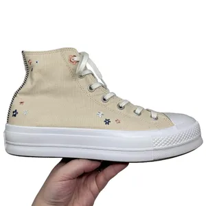 Converse Chuck Taylor Platform Beige Tan Embroidered Floral Flower Womens 11 thumbnail 8