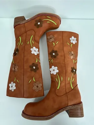 VBDB Brown Floral Embroidered Women’s Knee High Boots Size 9 NIB thumbnail 7